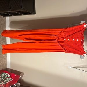 Fashionnova orange strapless pant suit. Size medium.